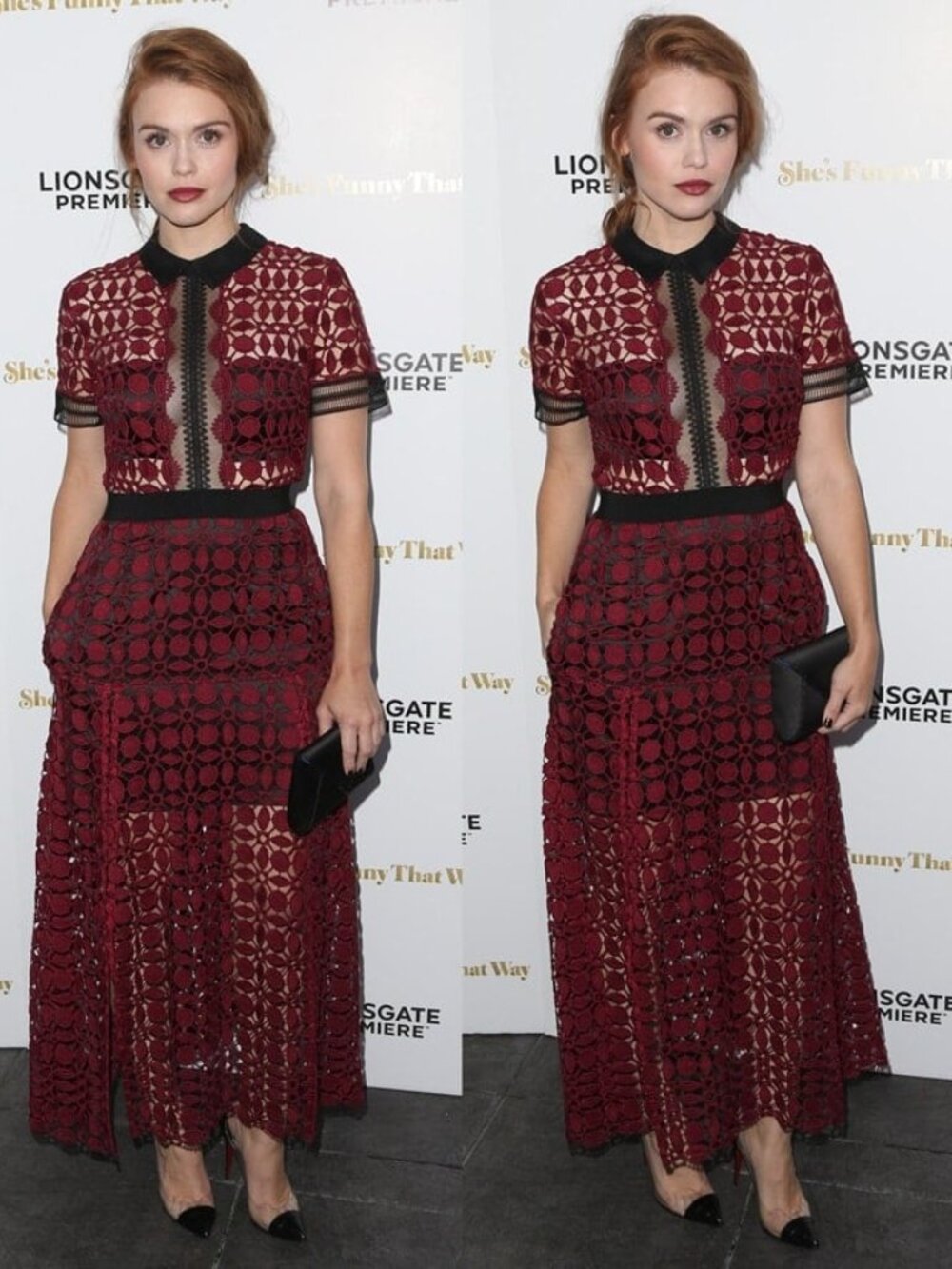 Self-Portrait Burgundy Guipure Lace Midi Dress – Size US 8 / UK 12 - Picture 2 of 12